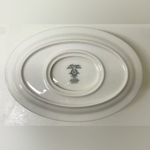 Vintage NORITAKE IVORY CHINA Japan Heather 7548 Platinum Silver Trim Gravy Boat - Picture 6 of 10